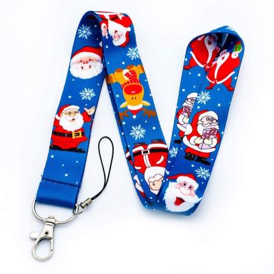 China Universal New Arrival Christmas Tree Print Key Lanyard Christmas Tree Print Key ID Card Hot Selling Themed Chain Badge Holder for sale