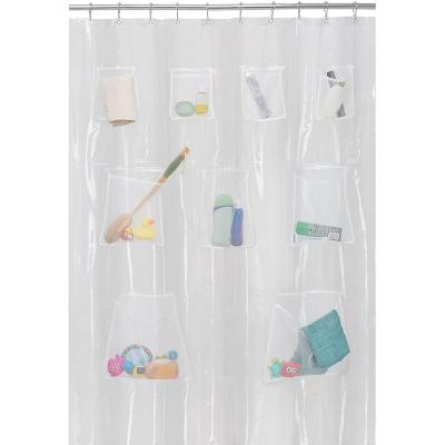 China Mesh Pockets Shower Curtain Waterproof PEVA or Stocked Quick Dry Liner, Bath/Shower Curtain Organizer for sale