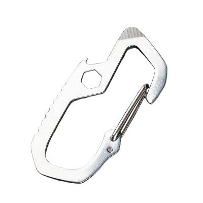 China Multifunctional outdoor quick hanging D-type key chain stainless steel EDC instrument buckle Amazon popular mountaineering buckle gift for sale