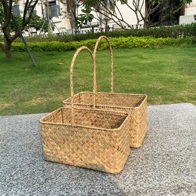 China High Quality Sustainable Home Decoration Straw Rope Basket Woven Storage Weaving Basket for sale