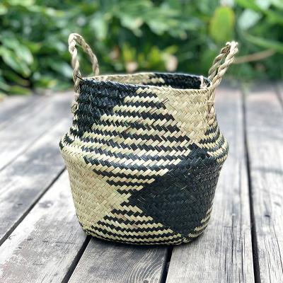 China Amazon Sustainable Hot Selling Natural Vegetable Plankton Basket Painted Woven Vegetable Plankton Bottom Basket For Plants for sale