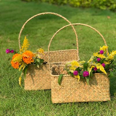 China Viable Plant Plankton 2PCS Handmade Flower Planter Basket Indoor Outdoor Pots&Natural Fiber Basket for sale