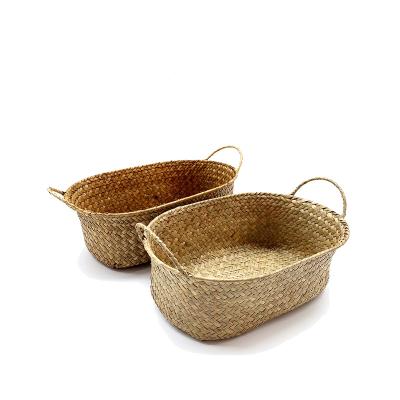 China Factory Sustainable High Quality Handmade Storage Basket Woven Basket With Handles for sale