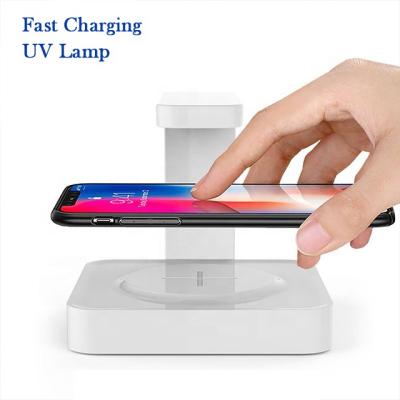 China Tending UV Sterilization Lamp 2021 Mobile Phone USB Wireless Charger 3 In One With UV Lights 10w Fast Charging for sale