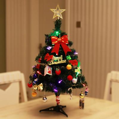 China Wholesale Chirstmas Decor Christmas Ornaments Small Prelit 60CM Artificial Christmas Tree With Led Lights Decoration Ball for sale