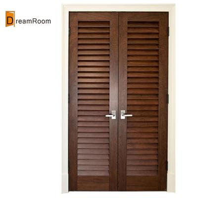 China Swing Finished Interior Solid Wood Shutter Folding Doors for sale