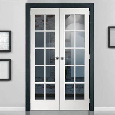 China Front Entry Contemporary Glazed Style Wood French Door for sale