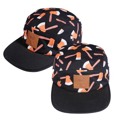 China COMMON Custom All Over Print 5 Panel Beach Working Hats , Custom Unstructured Outdoor Camping Hat for sale