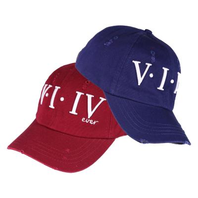 China JOINT Fashion Low Profile 6 Panel Unstructured Custom Distressed Washed Cotton Vintage Baseball Dad Hat for sale