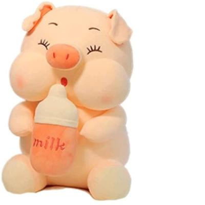 China Super Soft Custom Pig Plush Cute Bottle Pig Sit Stuffed Plush For Birthday Gifts Valentine's Day for sale