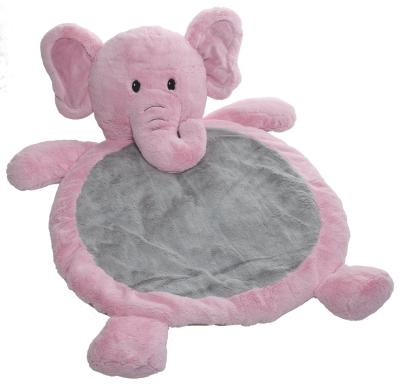 China Custom Made Eco-Friendly Elephant Plush Tummy Time Mat Ultra Soft Play and Cozy Plush Floor Cushion for Toddler for sale