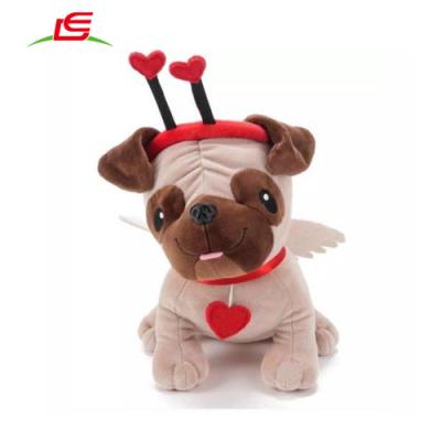 China Valentine's Day Stuffed Animal Plush Toy Plush Toy with Wings Valentine's Day Dog Angel Pugs Plush Toy for sale