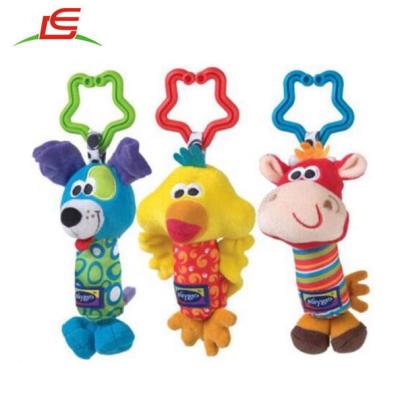 China Cute Stuffed Plush Children Stroller Accessories Hanger Animal Bells Plush Baby Toys E261 for sale