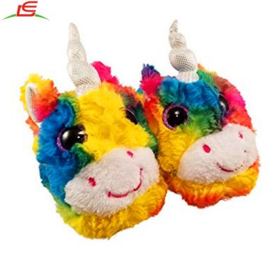 China Girls Eco-Friendly And Eco-Environmental Unicorn Slippers With Big Eyes In Rainbow Colors for sale