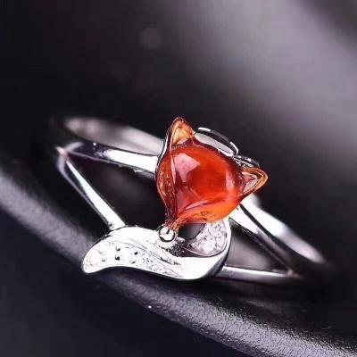 China Fashion Romantic Jewelry Natural Garnet Fox Sterling Silver Ring Women's Birthday Gift for sale