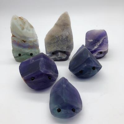 China Popular High Quality Big Fluorite Hedgehog Gemstone China New Products Collectible Crafts for sale