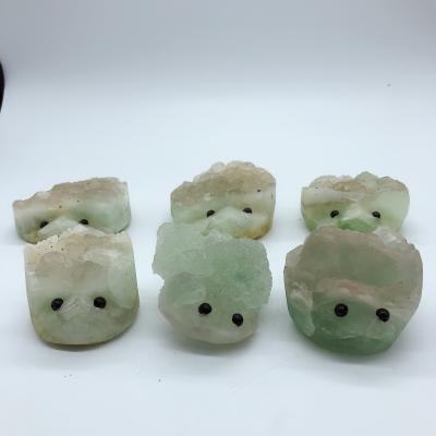 China China Wholesale Popular Collectible Arts Green Fluorite Hedgehog Stones Semi Previous Gifts for sale