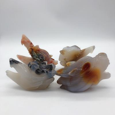 China Hot Selling China Folk Agate Products Wolf Head Carving Crystal For Home Decoration Crafts for sale