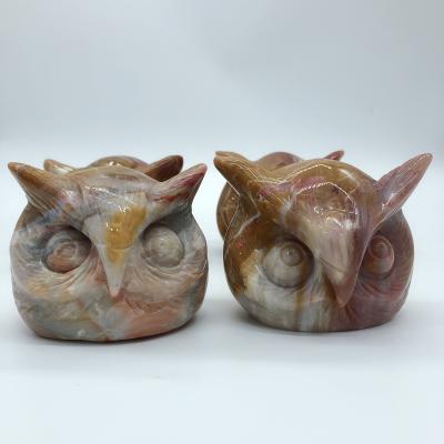 China China Factory Direct Products Ocean Jasper Owl Head Carving Crystal For Healing for sale