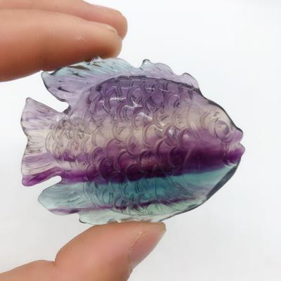 China China Natural Quartz Fluorite Fish Carving Crystal For Healing Home Decoration for sale