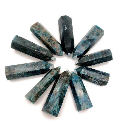 China Wholesale Natural China Quartz Point Magic Wand Healing Crystal Blue Apatite Tower for sale