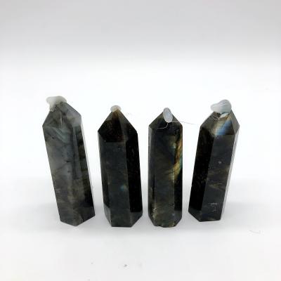 China Wholesale Natural China Quartz Point Magic Wand Healing Crystal Labradorite Tower for sale