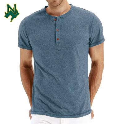 China Wholesale Men's Henley Tees Solid Color Tee 95% Cotton 5% Spandex Breathable T Shirt Breathable Custom for sale