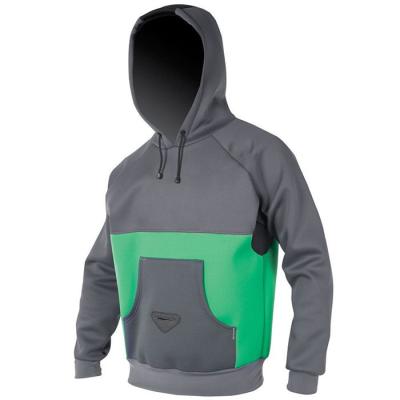 China Custom Anti-Shrink Work Out Waterproof Neoprene Hoodie Green Zip-Up Jacket Coat Fleece Full Paneled Pullover Hoodie for sale