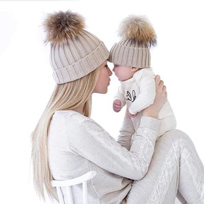 China Custom JOINT JOHNSON Hat Parent Baby Girl Son Warmer Winter Knit Crochet Beanie Ski Cap Family Hat for sale