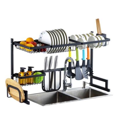 China Kitchen Sustainable Rack Stainless Steel Dish Rack Tableware Storage Rack Telescopic Knife Rack for sale