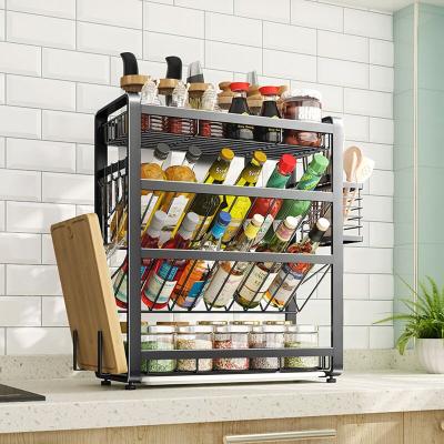 China Wholesale Price 3 Tier Slanted Spice Rack Kitchen Viable Storage Shelf Spice Rack for sale