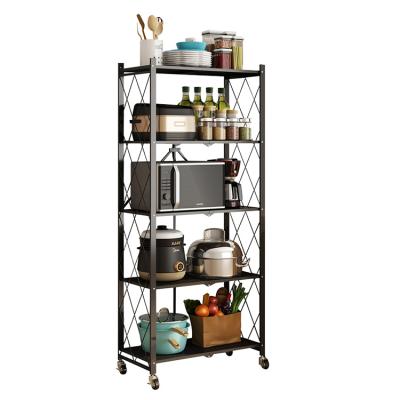 China Multi-Functional Storage Rack Bedroom Household Office Storage Book Shelves Folding Movable Finishing Rack for sale