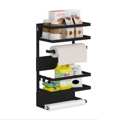 China Viable Selling Magnetic Side Wall Mounted Rack Fridge Kitchen Suction Snack Storage Rack Living Room Fridge Rack for sale