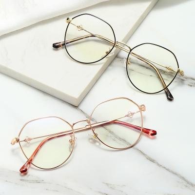 China 2021 newest fashion polygon metal optical frame myopia metal frame women eyewear men blue light retro glasses design eye glasses for sale