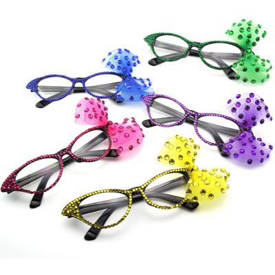 China Custom Funny Party Sun Glasses Party Sun Glasses Festival Masquerade Bowknot Rhinestone Bowknot Cat Eye Sunglasses Men Women Eyewear Sun Glasses Custom Made for sale