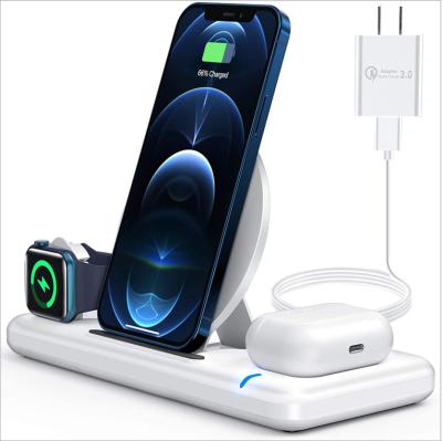 China Stable Fast Charging Radio Fast Charging Desktop Used Mobile Phone Charging 3 in 1 Wireless Charger Stand Iphone Samsung Phone Watch Earphone USB for sale