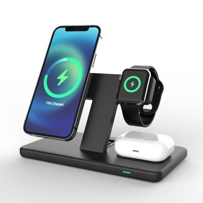 China Stable Fast Charging Radio Fast Charging Desktop Used Mobile Phone Charging 3 in 1 Wireless Charger Stand Iphone Samsung Phone Watch Earphone USB for sale