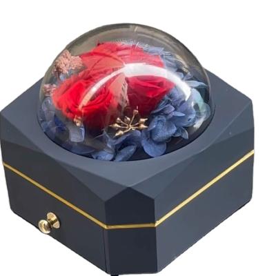 China Genuine Lxury Plastic Jewelry Box Flower Eternal Life Flower Gift Box for sale