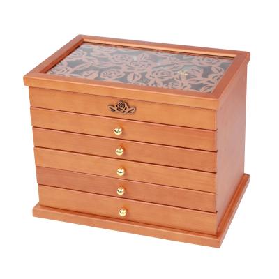 China European Solid Wood Multilayer Storage Box Wholesale Princess Jewelry Box Retro Wooden Jewelry Box Jewelry Box Storage for sale