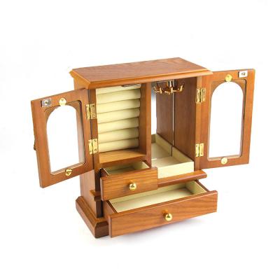 China European retro wooden multi-functional multi-layer jewelry box solid color jewelry box creative wooden jewelry storage box for sale