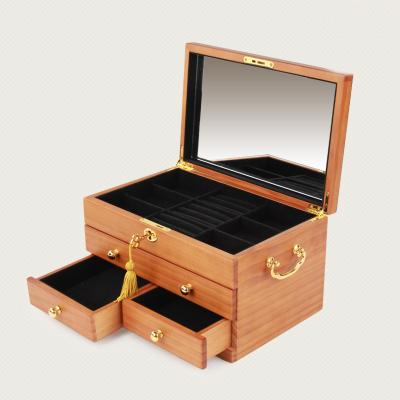 China Wooden Wood Opens Dealing Jewelry Box Paper Towel Box Jewelry Storage Box Solid Wood Mirror for sale