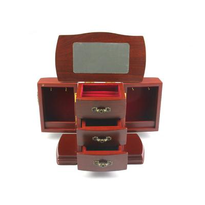 China Retro Fashion Solid Wood Three-Layer Storage Box Pilou Wooden Propeller Shaped Jewelry Box for sale