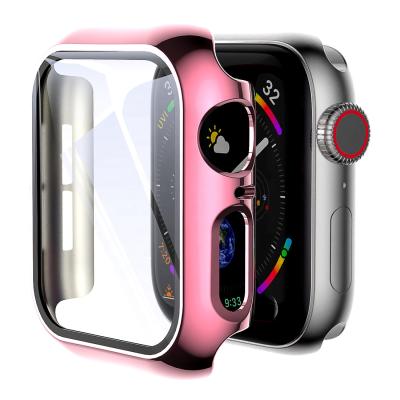 China 6D Double Tier Diamond Tempered Glass Watch Case And Film For Iwatch PC Case+Screen Electroplating Protector For Apple iWatch 42mm 44mm 40mm 38mm 6 5 4 3 for sale