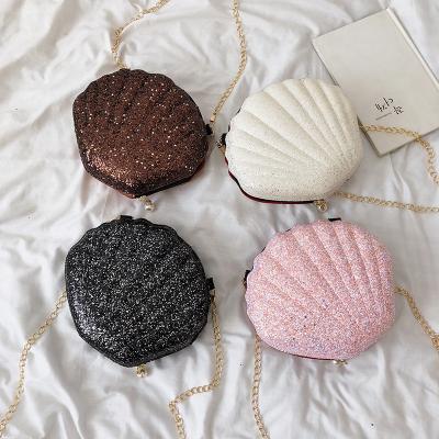 China PORTABLE Cross Shell Shape Ladies Purse Chain - Vegan Leather Cross Body Bag Shoulder Body Bag Purse Women Glitter Bags PVC Polyester Single for sale