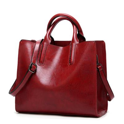 China Fashion Tote Bag Shoulder Handbags Latest Style Vintage Oil PU Trim Leather Women For Lady Fashion Bucket Single Accept Logo Customized 50pcs for sale