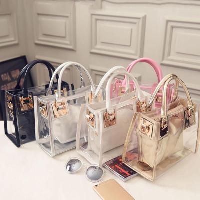 China Polyester Women Fashion Shoulder Bag Clear Jelly Clutch Purse Luxury Handbags For Women Fashion Shoulder Bag Transparent Casual Tote PVC for sale