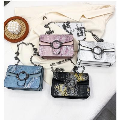 China Other 2021 Hot Sale Serpentine Ladies Bags Shoulder Cross - Body Chain Lock Handbag Women Luxury Snakeskin Purse for sale