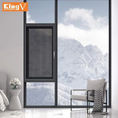 China Aluminum alloy waterproof frosted glass window with transparent screen window is cheap and customized for sale