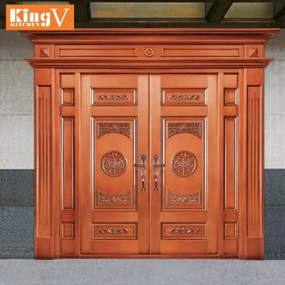 China Modern imitate wrought iron entry door space saving copper exterior door to imitate copper door for sale