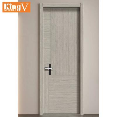 China Waterproof Modern Wooden Bedroom Door Design Melamine MDF Interior Hotel Room Wooden Door With Frames for sale